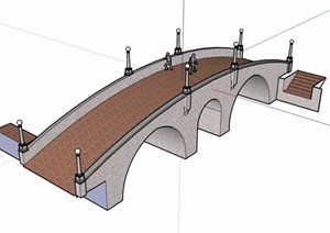 详细的园林景观节点园桥素材设计SU(草图大师)模型
