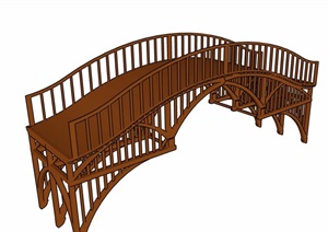 整体详细的景观休闲木质园桥素材设计SU(草图大师)模型