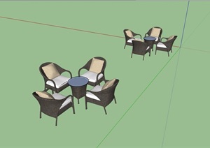 详细的独特桌椅素材组合素材设计SU(草图大师)模型