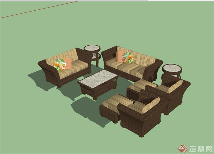 某中式详细的完整桌椅素材设计su模型