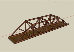 全木质详细的园桥素材设计SU(草图大师)模型