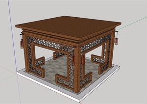 中式详细的木质凉亭素材设计SU(草图大师)模型