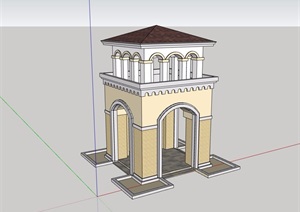 欧式风格详细的景观塔素材设计SU(草图大师)模型