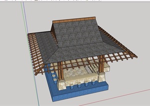 园林景观中式详细的亭子素材设计SU(草图大师)模型