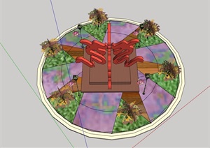 现代详细雕塑小品种植池设计SU(草图大师)模型