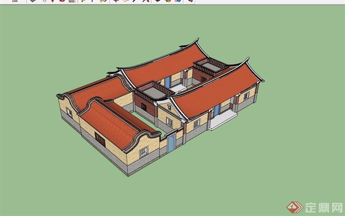 单层详细的民居住宅楼设计su模型