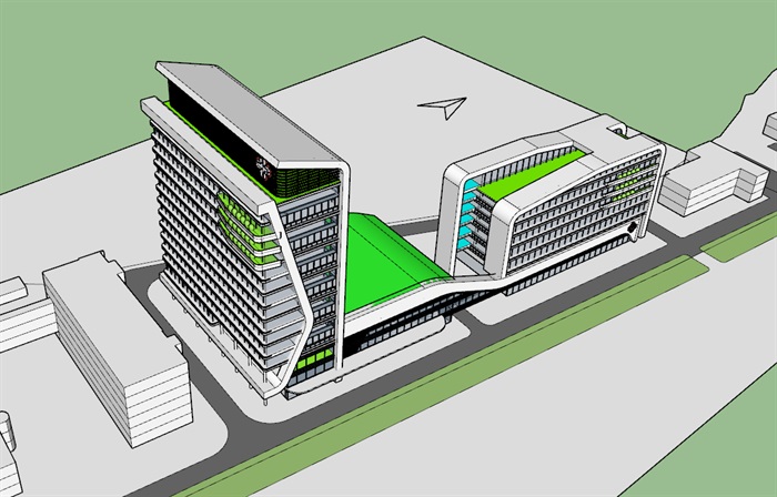 现代创意简约式医院住院部综合建筑(2)