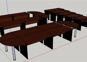 拼接式会议桌素材SU(草图大师)模型