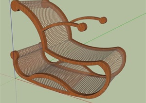 流线型木制躺椅素材SU(草图大师)模型