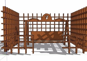 秋千椅及木栅栏SU(草图大师)模型