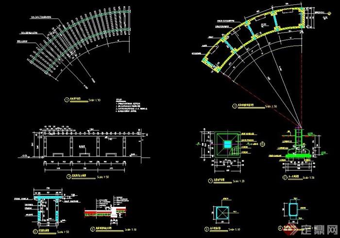 弧形花廊架设计方案图素材