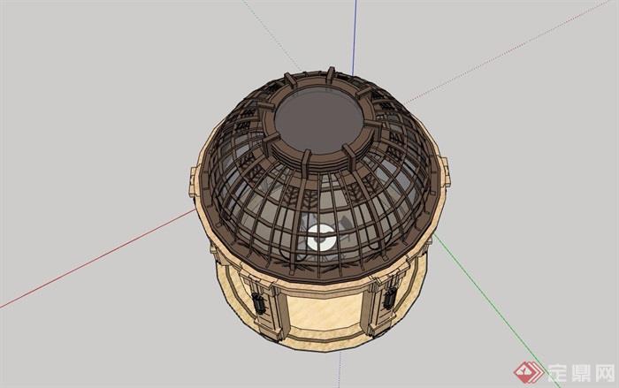 某独特圆形详细完整的亭子素材设计su模型