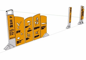 园林景观详细的指示标志牌素材SU(草图大师)模型