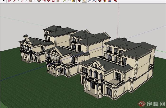 某详细的住宅小区别墅设计su模型