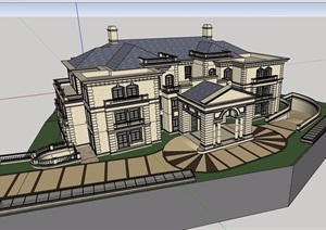 某私人详细的别墅多层建筑设计SU(草图大师)模型