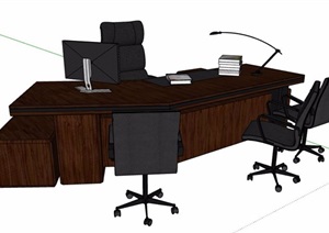 办公桌椅组合家具素材SU(草图大师)模型