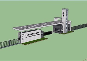 某详细的工厂传达室大门素材设计SU(草图大师)模型