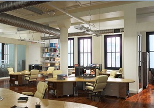 现代详细室内办公空间装饰3d模型含效果图