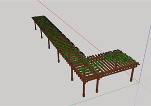园林景观全木质花架廊素材设计SU(草图大师)模型