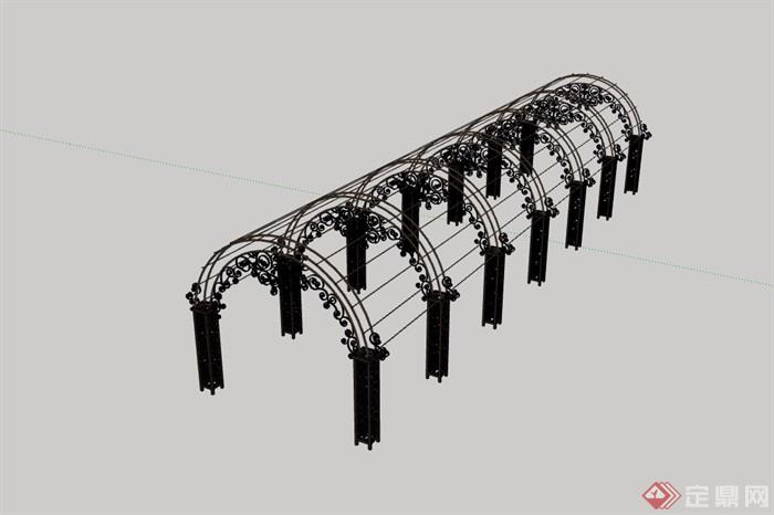 铁艺爬藤廊架素材设计su模型