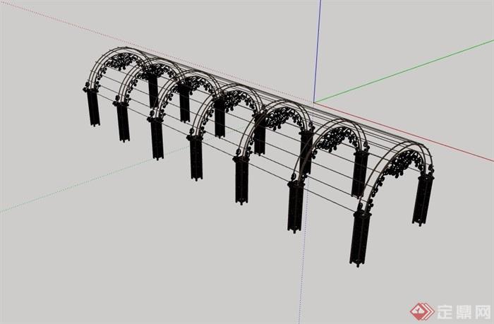 铁艺爬藤廊架素材设计su模型