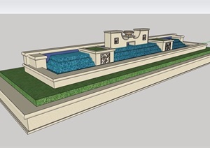 欧式水池详细完整设计SU(草图大师)模型