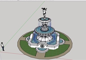 欧式喷泉雕塑水景设计SU(草图大师)模型
