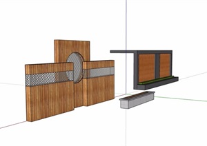 园林景观廊架及景墙素材设计SU(草图大师)模型