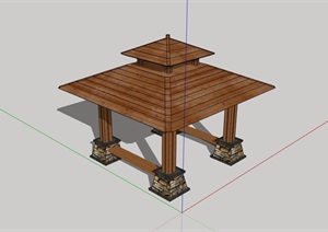 绿城全木质详细的亭子素材设计SU(草图大师)模型