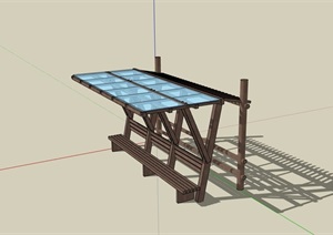 中式详细的景观休闲亭素材设计SU(草图大师)模型