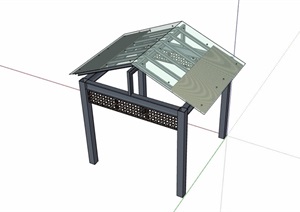 钢构玻璃亭子素材设计SU(草图大师)模型