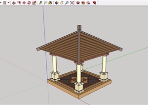 中式木质凉亭素材设计SU(草图大师)模型