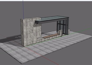 某中式详细的完整车站亭子素材设计SU(草图大师)模型