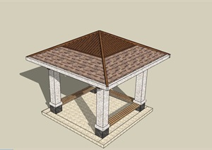 中式单亭详细设计SU(草图大师)模型