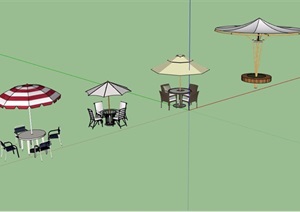 休息伞桌椅素材设计SU(草图大师)模型