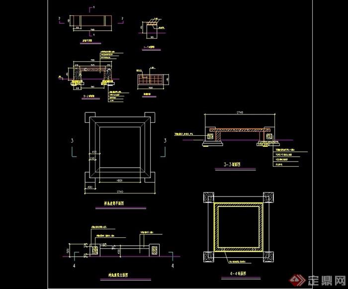 园林景观树池及坐凳素材设计cad施工图