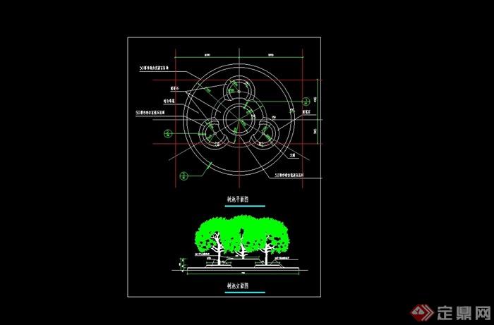详细的树池设计cad平立面图