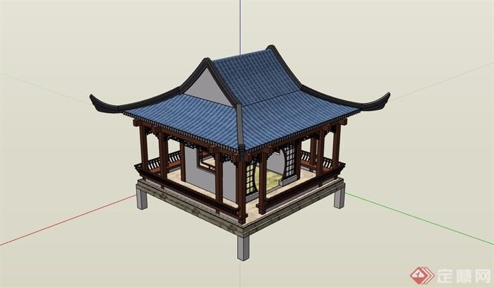 古典中式详细的庭院凉亭素材设计su模型