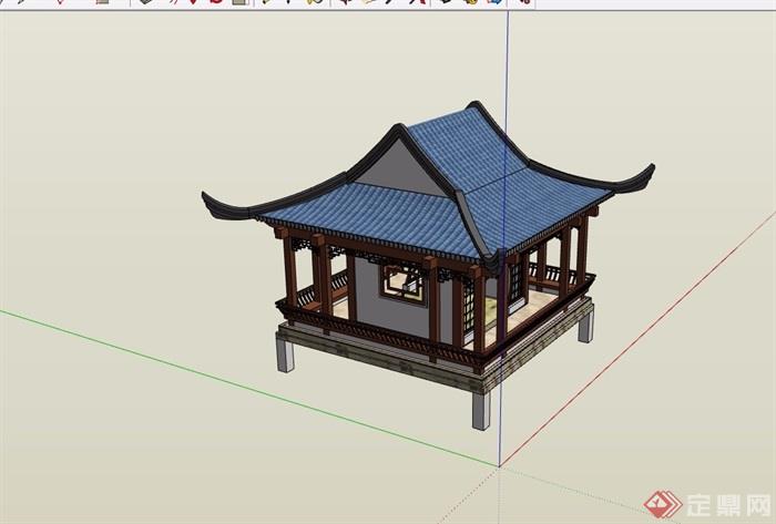 古典中式详细的庭院凉亭素材设计su模型