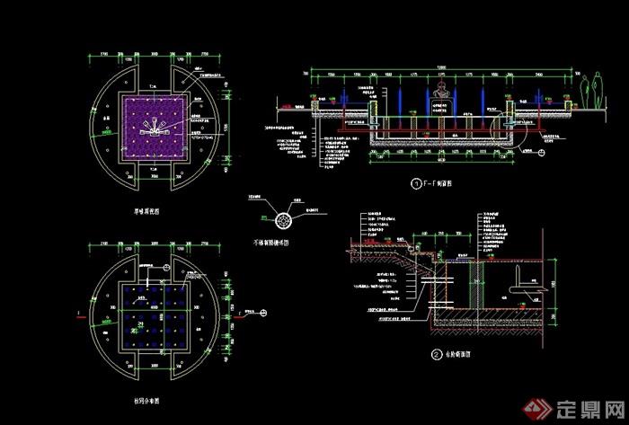 经典详细的完整喷泉设计cad施工图
