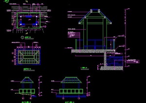 三款凉亭及廊架设计图纸