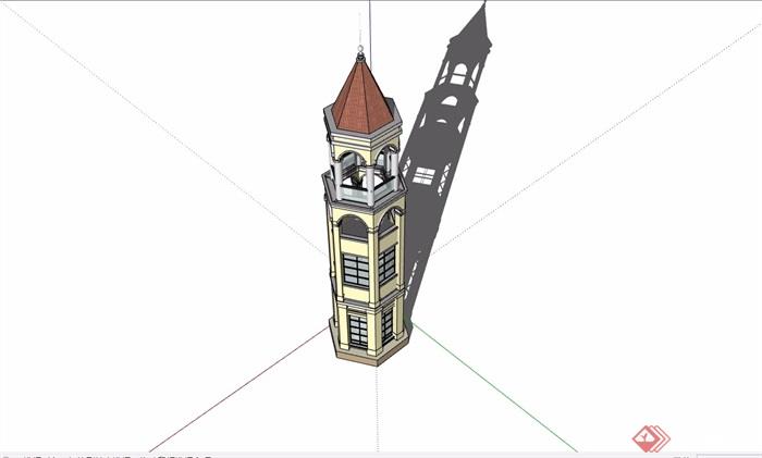 欧式详细的景观塔素材设计su模型