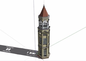 欧式详细的景观塔素材设计SU(草图大师)模型