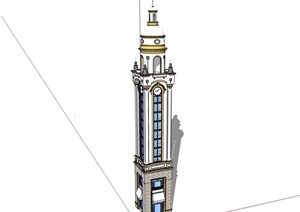 英式风格详细的塔楼素材设计SU(草图大师)模型