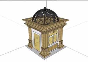 详细的欧式岗亭门卫室素材设计SU(草图大师)模型