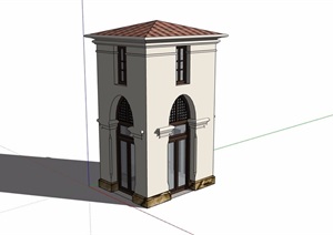 欧式详细的完整岗亭素材设计SU(草图大师)模型