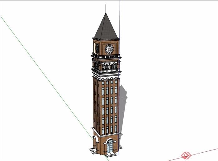 详细的钟楼素材设计su模型
