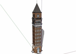 详细的钟楼素材设计SU(草图大师)模型
