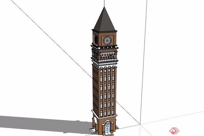 详细的钟楼素材设计su模型