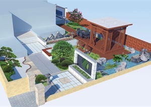 别墅花园设计 方案图 效果图 SU(草图大师)模型